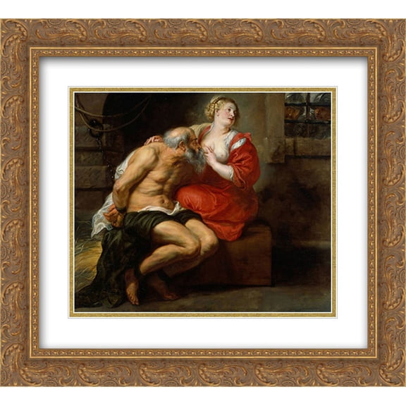 Peter Paul Rubens 2x Matted 24x20 Gold Ornate Framed Art Print 'Cimon and Pero'