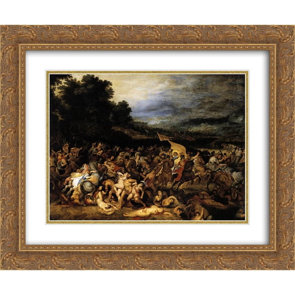 Peter Paul Rubens 2x Matted 24x20 Gold Ornate Framed Art Print 'The Battle of the Amazons'