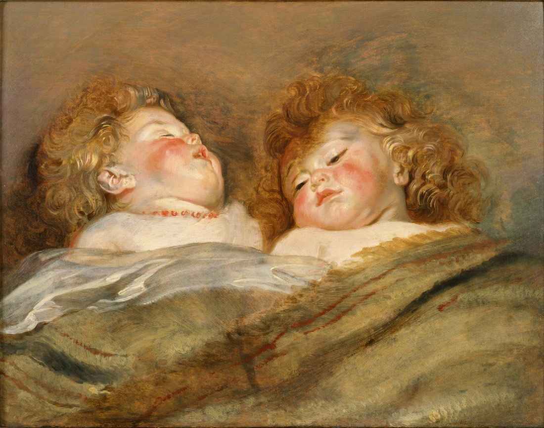 Peter Paul Rubens -Two Sleeping Children Canvas Art - Peter Paul Rubens (24 x 36)