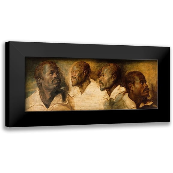 Peter Paul Rubens, Workshop of 24x12 Black Modern Framed Museum Art Print Titled - Four Studies of a Male Head