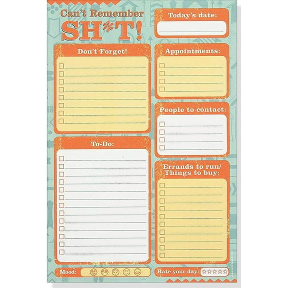 Peter Pauper Press Can't Remember Sh*t Note Pad, 6" x 9", Multicolor, 60 Sheets