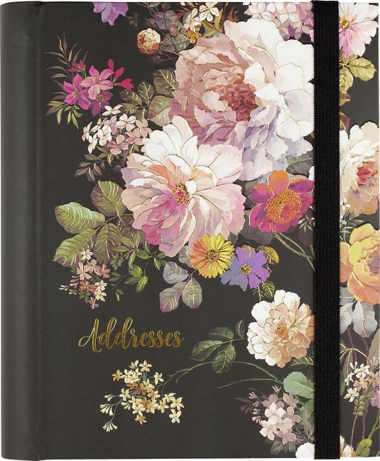 Peter Pauper Press Midnight Floral Address Book, Black, 132 Pages