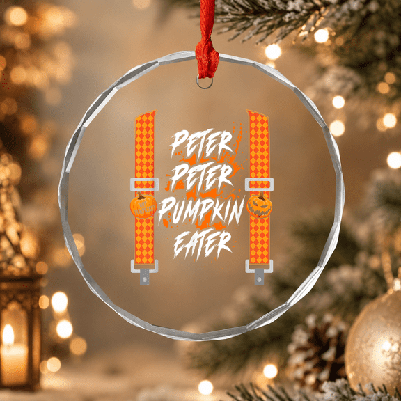 Peter Pumpkin Eater Halloween Couple Ornament, Relationship Celebration Decor, Circle Glass Ornament