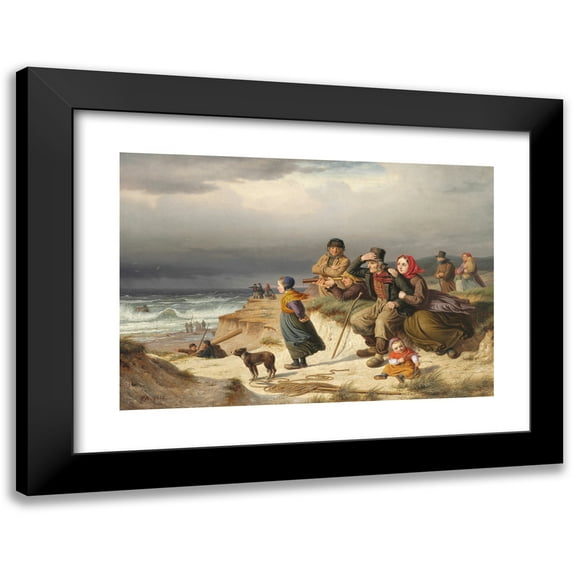 Peter Raadsig 14x11 Black Modern Framed Museum Art Print Titled - Storm on the West Coast of Jutland (1853)