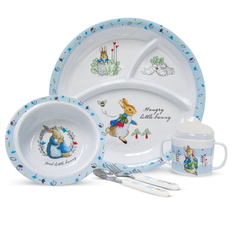 Collections Etc Peter Rabbit 5-Piece Melamine Baby Dish Set, Plate