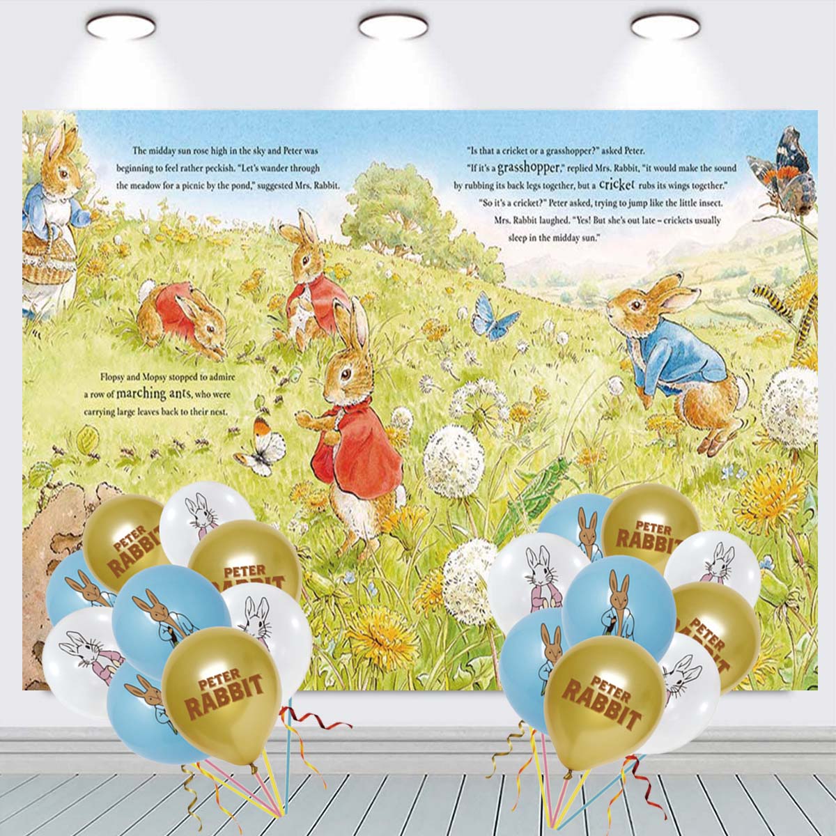 Peter Rabbit With Balloon Image Peter Rabbit Backdrop Balloons Banner Party Decorations Taspestry Wall ...