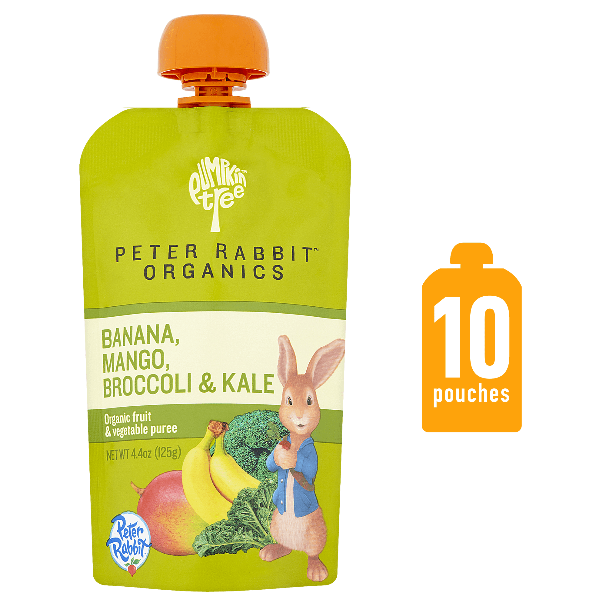 Peter Rabbit Banana, Mango Broccoli & Kale Snack 4.4 oz Squeeze Pouch Pack of 10