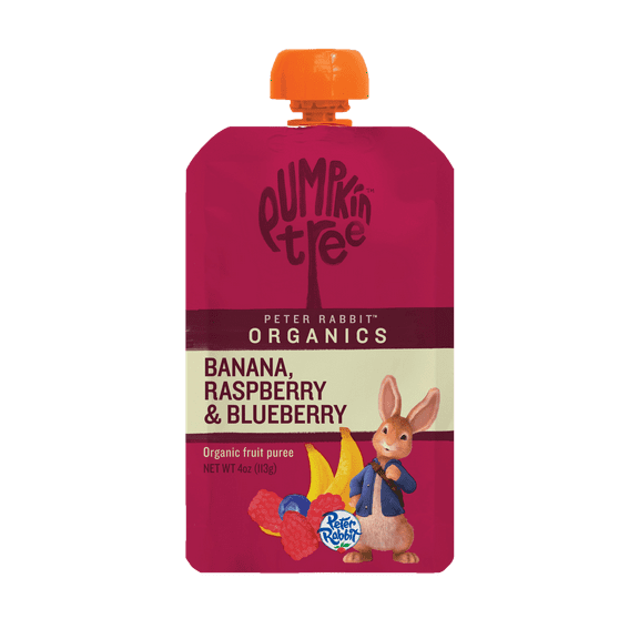 Peter Rabbit Banana, Raspberry & Blueberry Organic Fruit Puree, 4 oz Toddler Snack