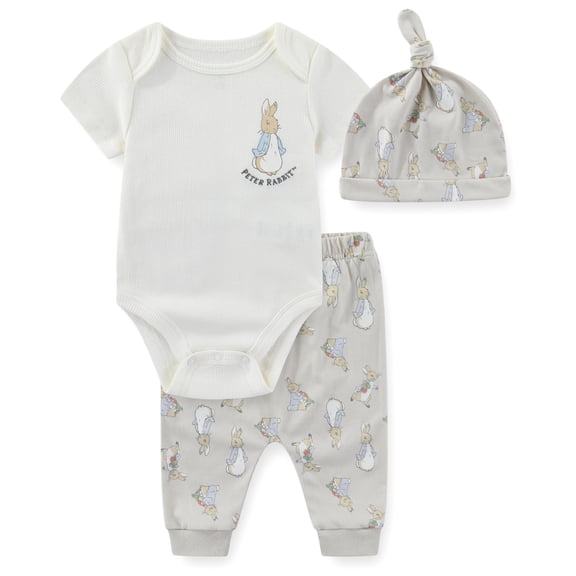Peter Rabbit Bodysuit with Hat and Pants Set (Baby Boys), 3 Piece Set, Sizes 3M-9M
