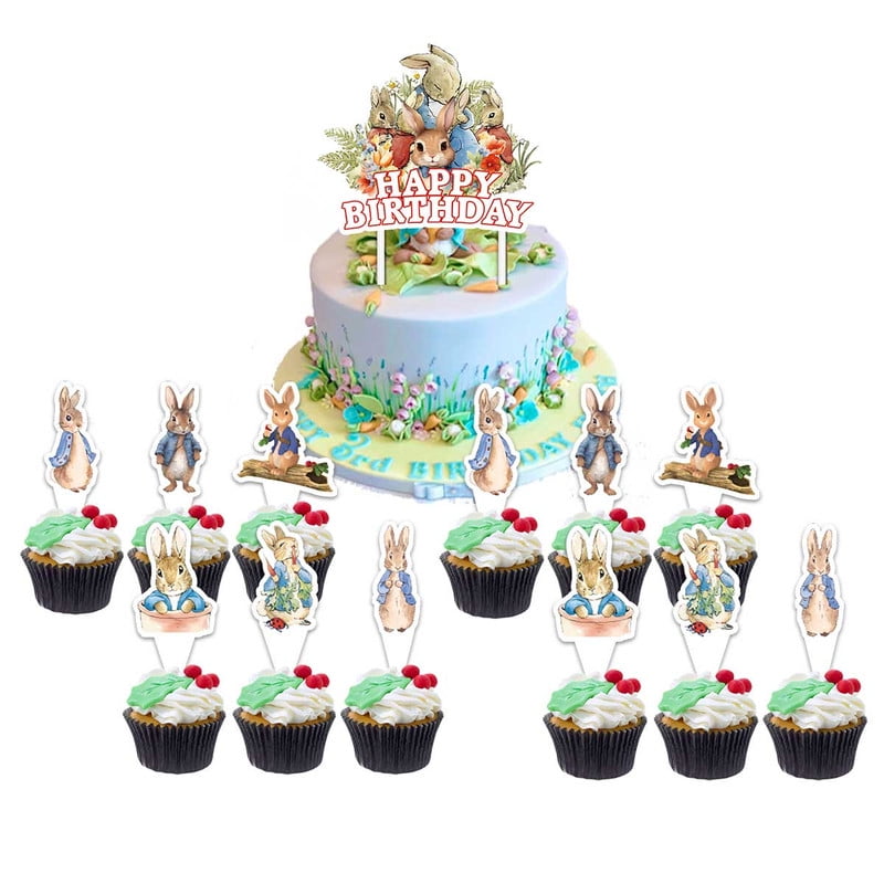 Peter Rabbit Cake Topper Cupcake Set Party Supplies Decoration Birthday ...