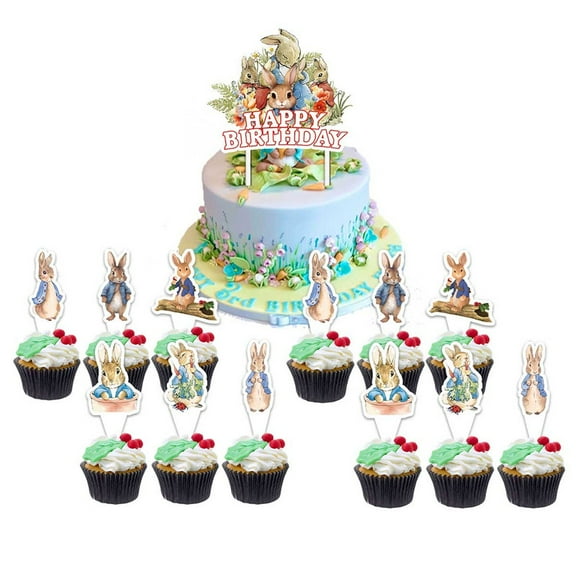 Peter Rabbit Cake Topper Cupcake Set Party Supplies Decoration Birthday Decor Kit