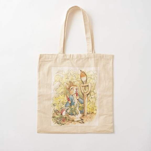 Peter Rabbit In The Garden, Beatrix Potter Style 002 Canvas Tote Bags, Reusable Shopping Bag