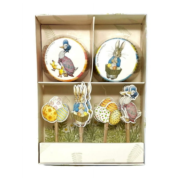 Peter Rabbit & Jemima Puddle Duck Easter Cupcake Liners Baking Cups & Toothpick Toppers - Pack of 24