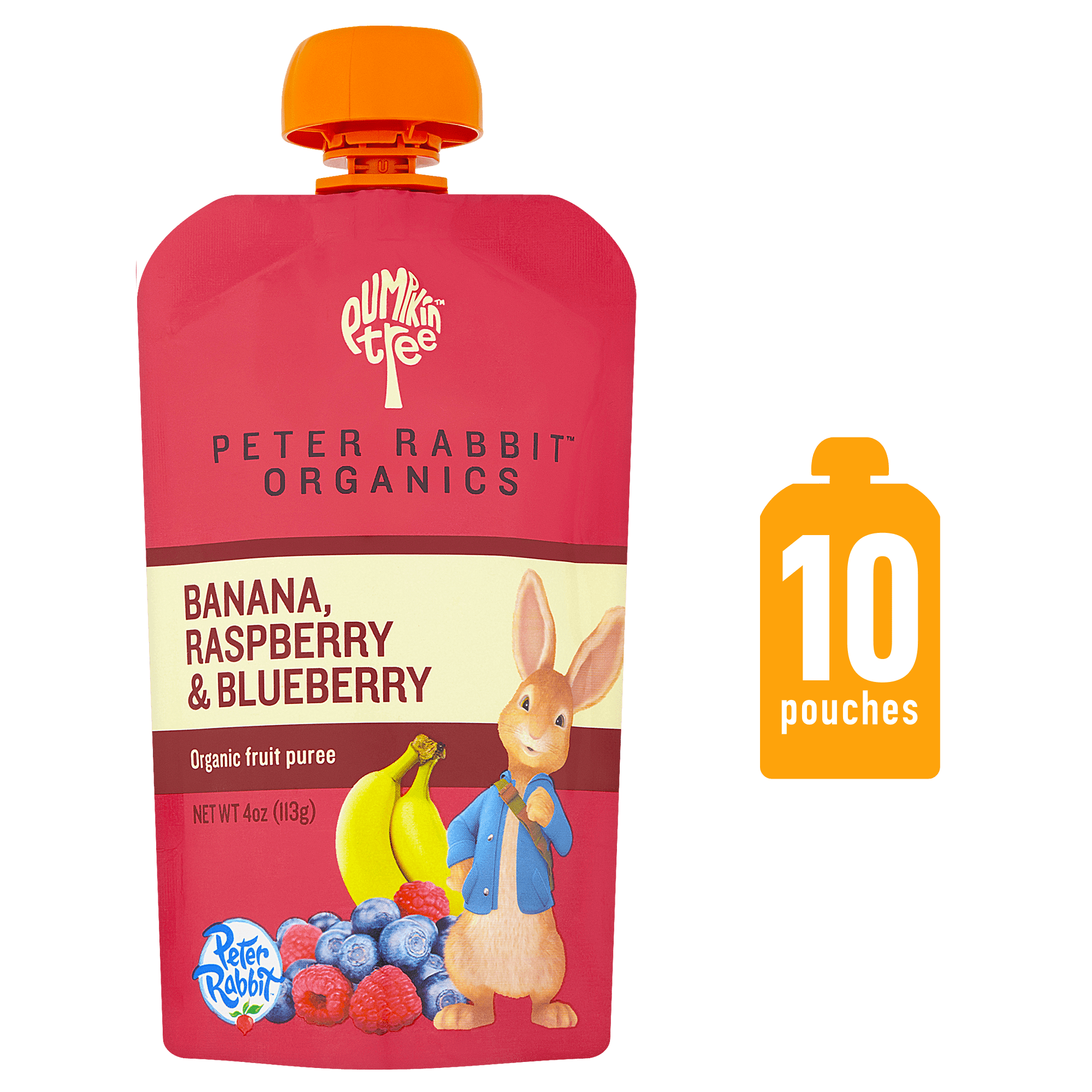 Peter Rabbit Organics Banana Raspberry & Blueberry Fruit Snack 4 oz Squeeze Pouch (pack of 10)