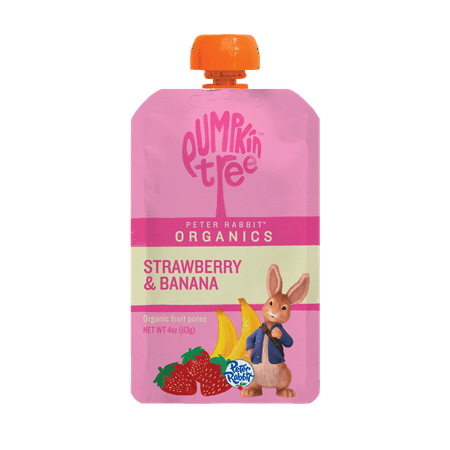 (3 pack) (3 Pack) Pumpkin Tree Peter Rabbit Organics Strawberry and Banana Organic Fruit Snack, 4 oz