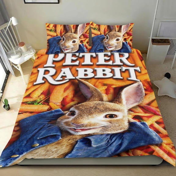 Peter Rabbit Themed Bed Sheet Set Three Piece Set 36x75 Inches Comfortable And Skin Friendly Unique Design Creating A Star Studded Night Home Decor Gifts For Family Friends fans