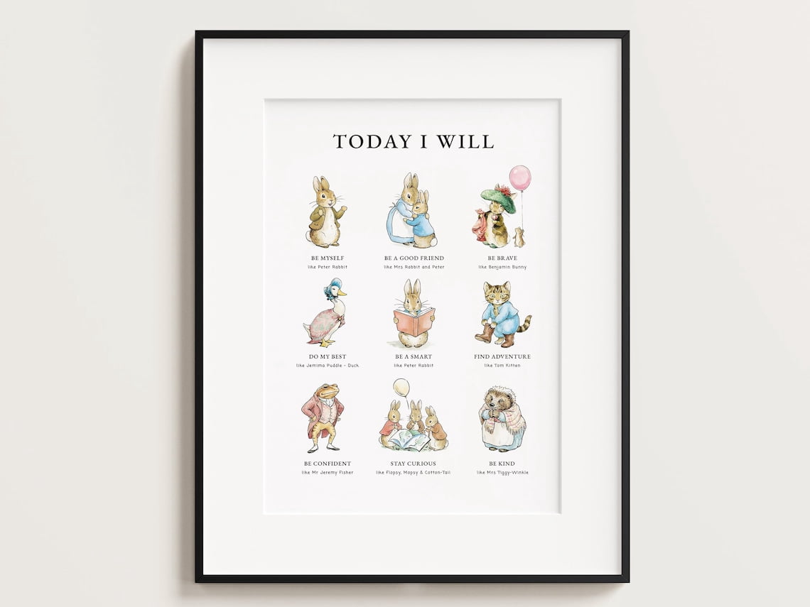 Peter Rabbit Today I Will Nursery Wall Art Print, Decor - Walmart.com