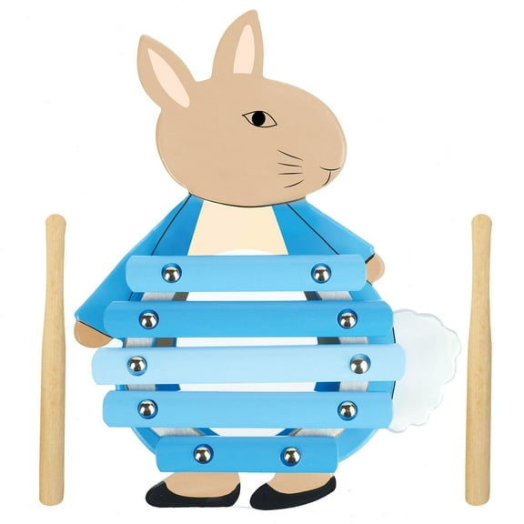 Peter Rabbit: Xylophone - Wooden Musical Instrument Shaped As Peter Rabbit, 2 Drumsticks, Animal Developmental Licensed Toy, Toddler & Kids Ages 3+