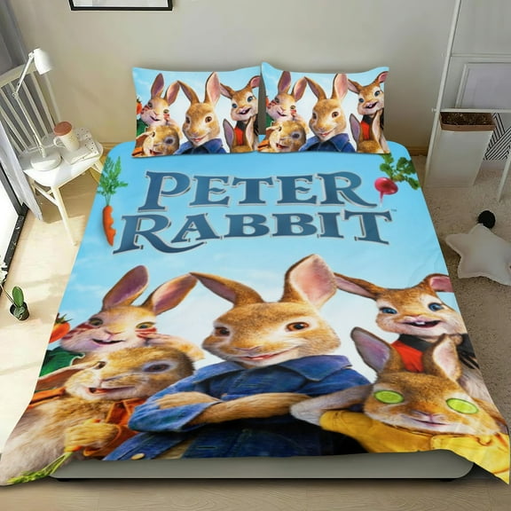 Peter Rabbit-themed Bed Sheet Set Three Piece Set Comfortable And Skin Friendly Unique Design Home Decor Gifts For Family Friends fans54x79Inches135cm*200cm