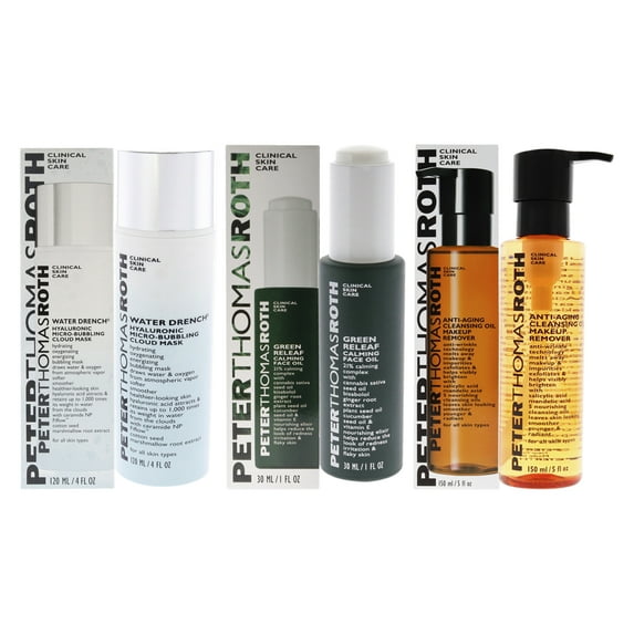 Peter Thomas Roth Peter Thomas Roth 2 Pc Kit - 5oz Anti-Aging Cleansing Oil Makeup Remover, 1oz Green Releaf Calming Face Oil, 4oz Water Drench Hyaluronic Micro-Bubbling Cloud Mask
