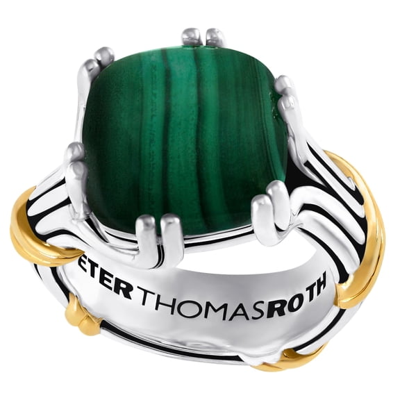 Peter Thomas Roth Bonbon Sterling & 18K Clad Malachite Ring Size 5