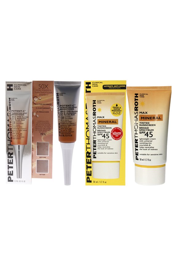 Potent-C Targeted Spot Brightener and Max Mineral Tinted Sunscreen SPF 45 - 2 Pc Kit - 0.5oz Treatment, 1.7oz Sunscreen