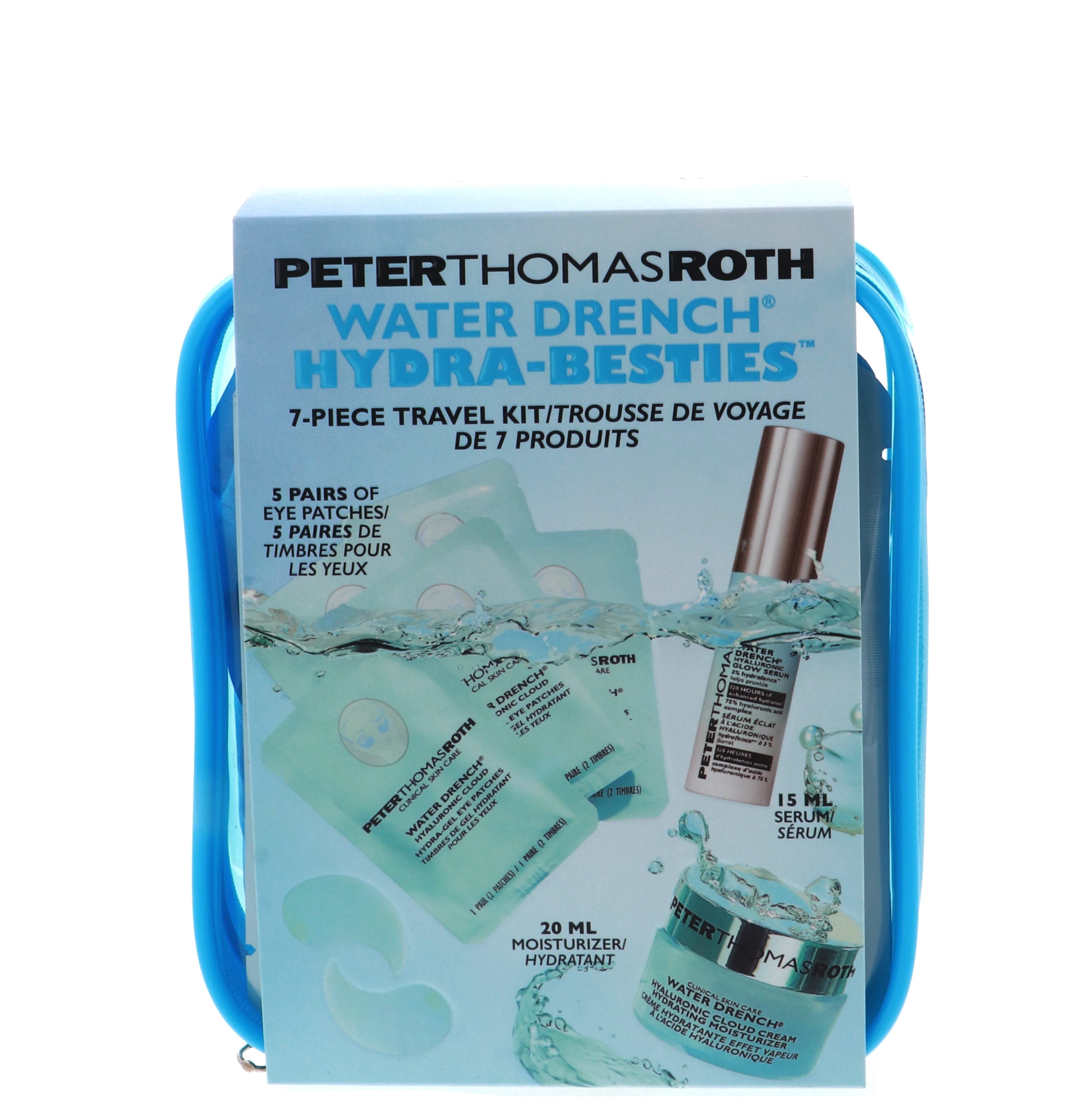 Peter Thomas Roth Water Drench Hydra-Besties Travel Kit (Hydra-Gel Eye Patches, 5 x 2 Patches, Hyaluronic Glow Serum, 0.5 oz, Hydrating Moisturizer, 0.67 oz)