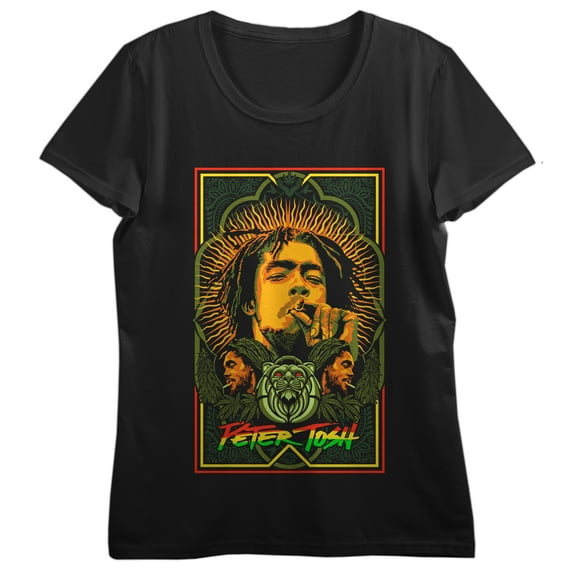 Peter Tosh Poster Art Crew Neck Short Sleeve Women's Black T-shirt
-XS