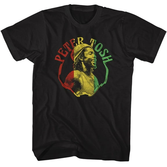 Peter Tosh Rasta Colors Black Adult T-Shirt M