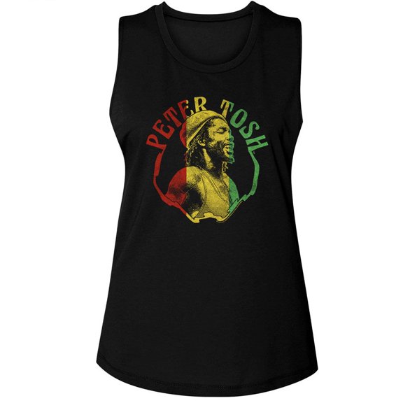 Peter Tosh Rasta Colors Black Women's Muscle Tank T-Shirt
