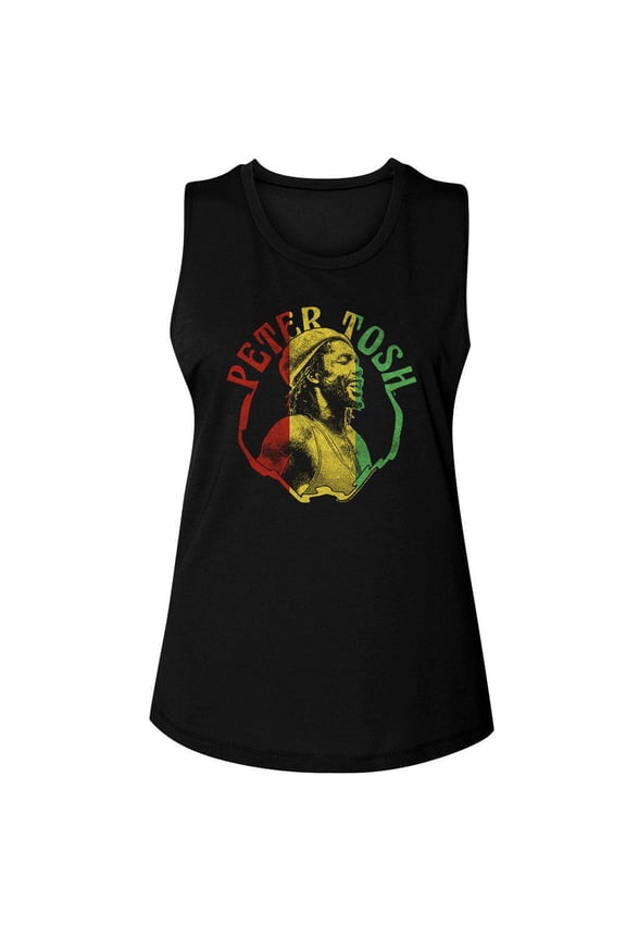 Peter Tosh Rasta Colors Black Women's Muscle Tank T-Shirt