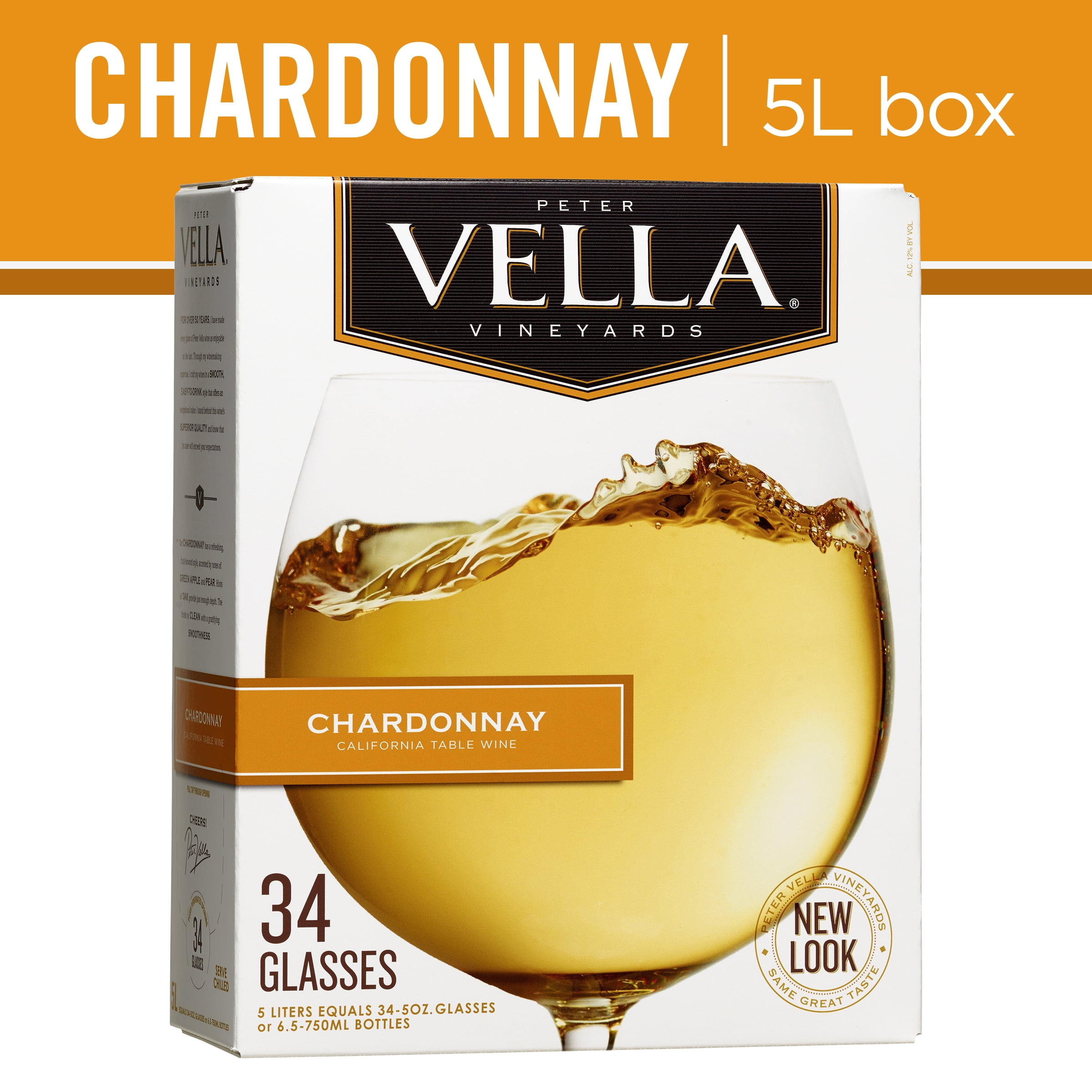 Peter Vella Chardonnay White Wine, 5L Box