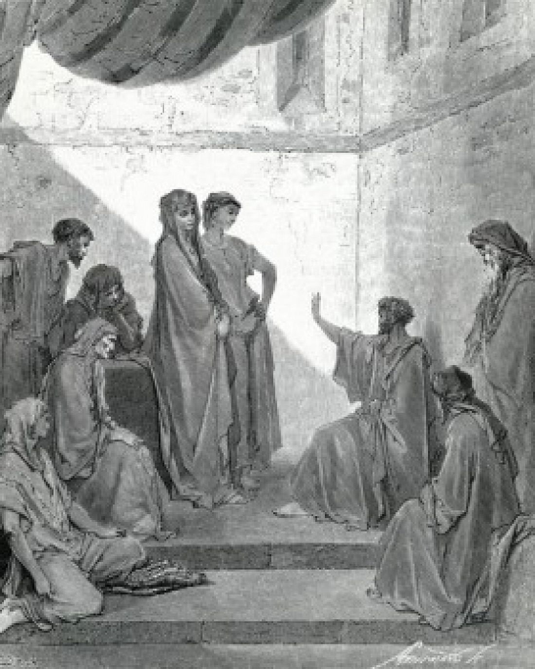 Peter in the House of Cornelius by Gustave Dore (1832-1883) (1832-1883) Canvas Art - Gustave Dore (18 x 24)