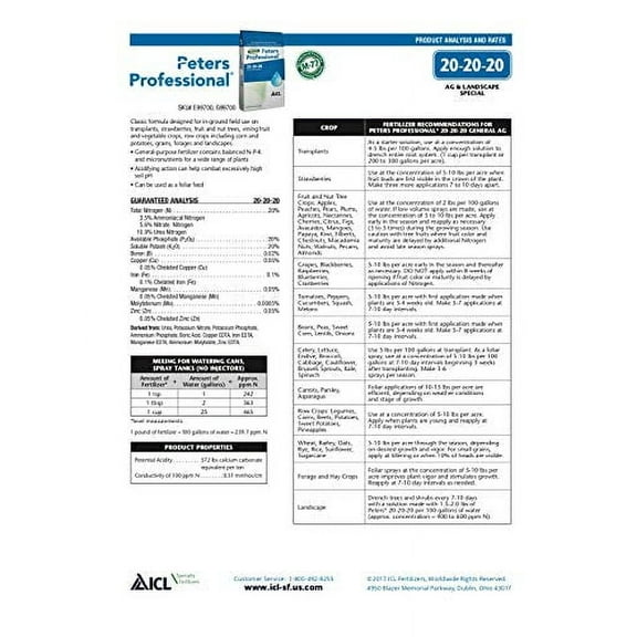 Peters Professional 20-20-20 General Purpose Water Soluble Fertilizer with Micro Nutrients. ( Pound)