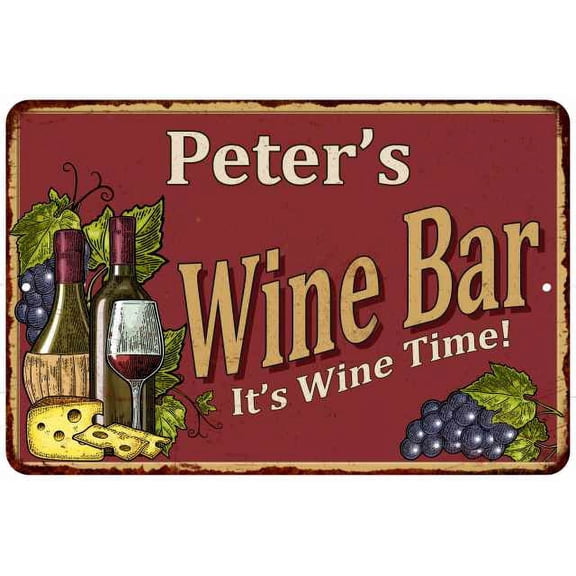 Peter's Red Wine Bar Gift Metal 8x12 Sign Home Decor 108120054248