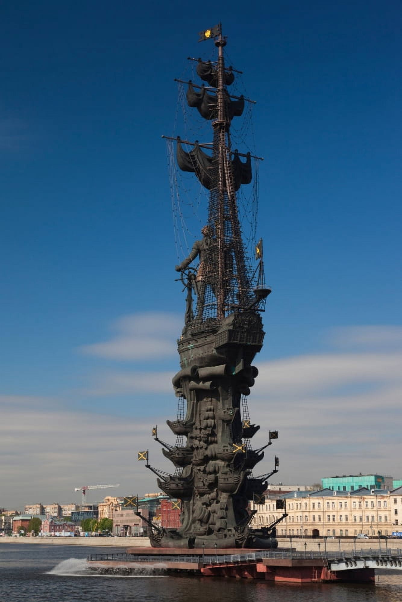 Peter the Great Monument by Zurab Tsereteli Moscva River Zamoskvorechye-Area Moscow Russia Canvas Art - Panoramic Images (27 x 9)