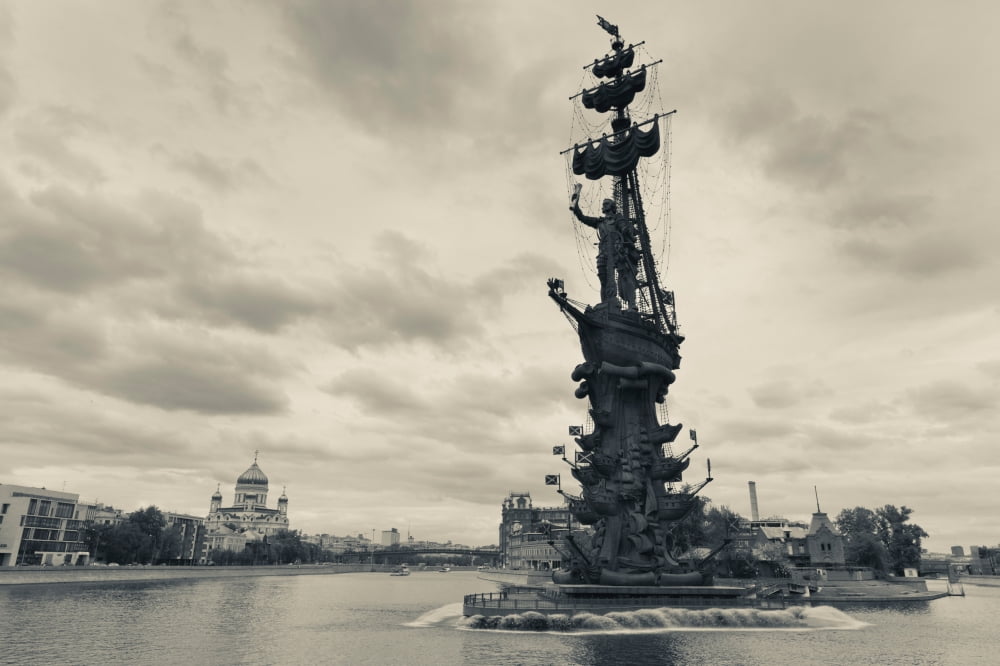 Peter the Great Monument in the Moscva River Zamoskvorechye-Area Moscow Russia Canvas Art - Panoramic Images (36 x 12)