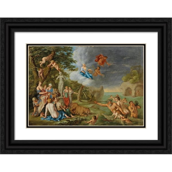 Peter van Halen 14x11 Black Ornate Wood Framed Double Matted Museum Art Print Titled: The Feast of the Gods