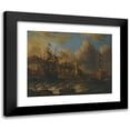 thumbnail image 1 of Peter van de Velde 18x15 Black Modern Framed Museum Art Print Titled - Dutch Ships at Sea off the Coast of a Fortified Town, 1 of 5