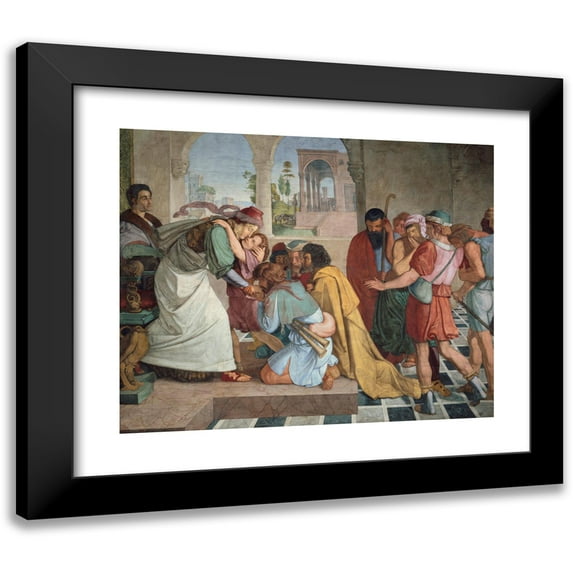 Peter von Cornelius 18x15 Black Modern Framed Museum Art Print Titled - Joseph Reveals Himself to His Brothers (1816)