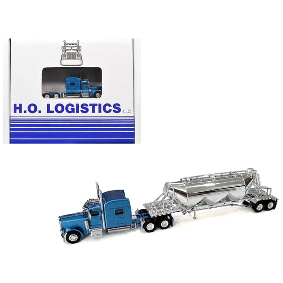 Peterbilt 367 Day Cab Blue Metallic 1/87 (HO) Scale Plastic Model Car by HO Logistics