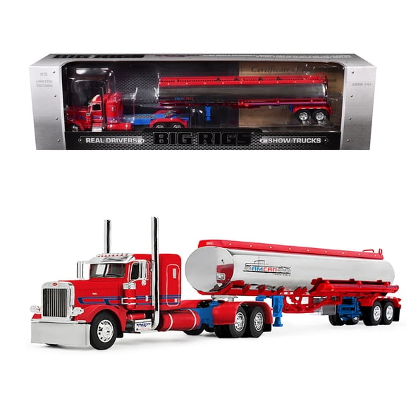 Peterbilt 389 with 36" Flat Top Sleeper and Heil Fuel Trailer "Sancken Custom Truck by Amcan" Red "Big Rigs" Series II #3 1/64 Diecast Model DCP/First Gear