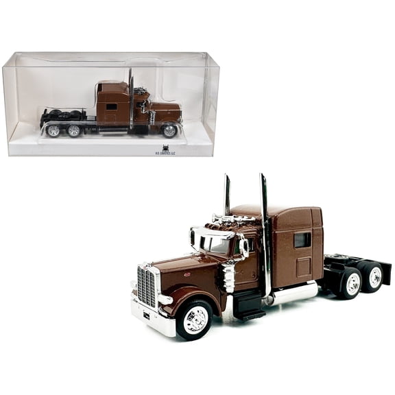 Peterbilt 389 Truck Tractor with Sleeper Cab Brown Metallic 1/87 (HO) Scale Plastic Model Car by HO Logistics