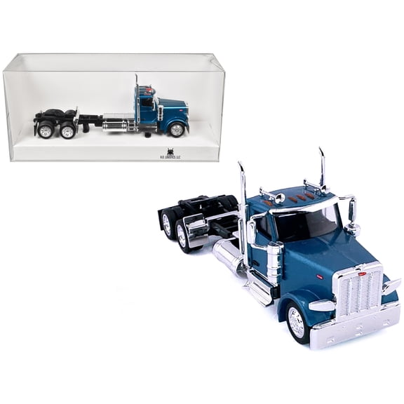Peterbilt 589 2-Axel Day Cab Blue Metallic 1/87 (HO) Scale Plastic Model Car by HO Logistics