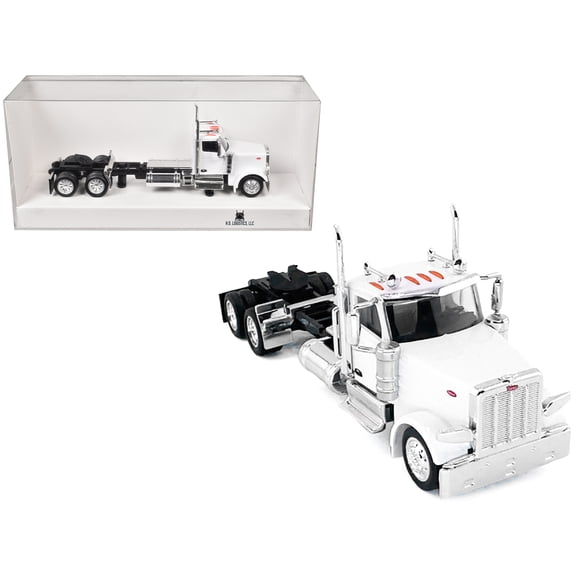 Peterbilt 589 2-Axel Day Cab White 1/87 (HO) Plastic Model Car by HO Logistics