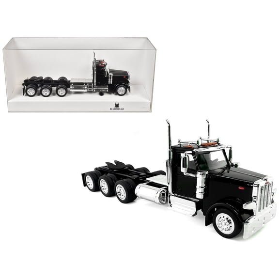 Peterbilt 589 3-Axel Day Cab Black 1/87 (HO) Plastic Model Car by HO Logistics
