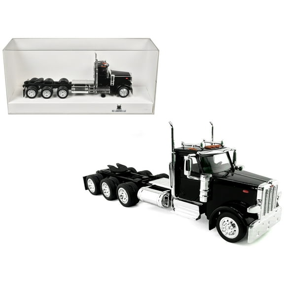 Peterbilt 589 3-Axel Day Cab Black 1/87 (HO) Scale Plastic Model Car by HO Logistics