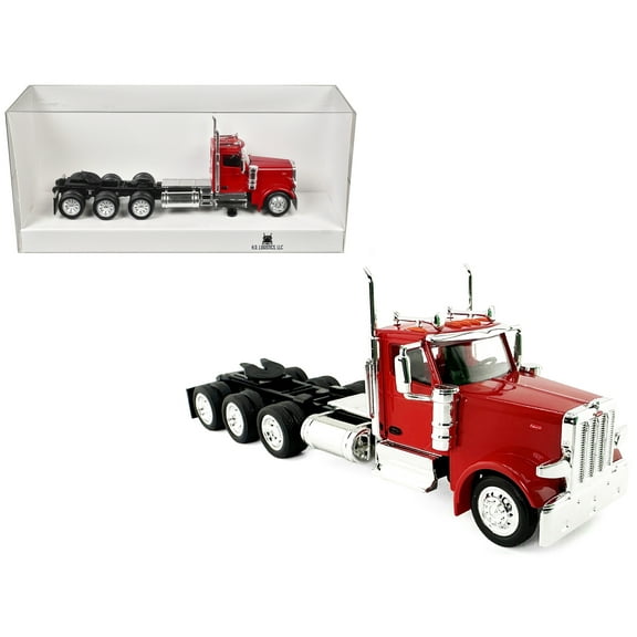 Peterbilt 589 3-Axel Day Cab Red 1/87 (HO) Scale Plastic Model Car by HO Logistics