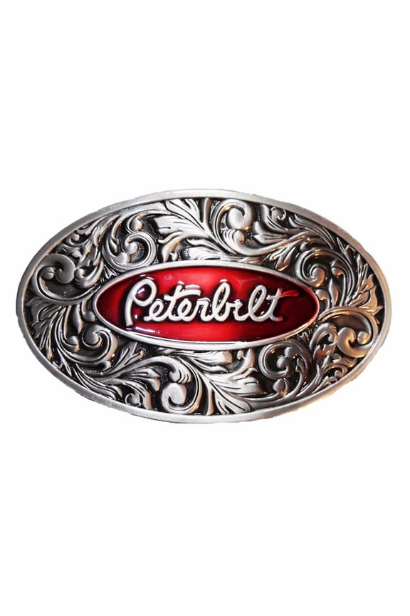 Logo Vintage Style Antique Pewter Finish Metal/Enamel Belt Buckle
