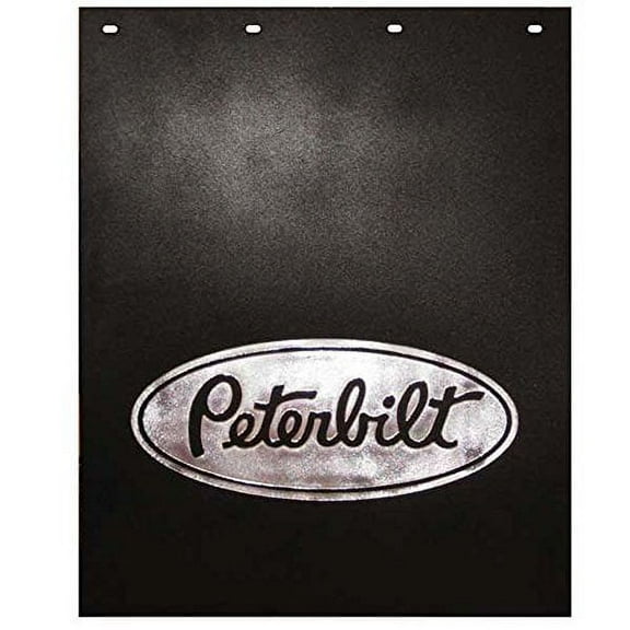 Peterbilt Motors Set of 24" x 30" Black & Silver Poly Semi Truck Mud Flaps/Splash Guards-Fits All Peterbilt Truck Models